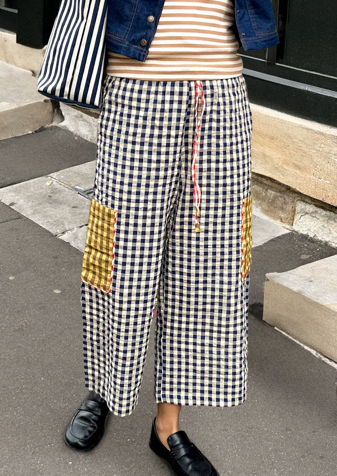 Evelina Spliced Gingham Pant