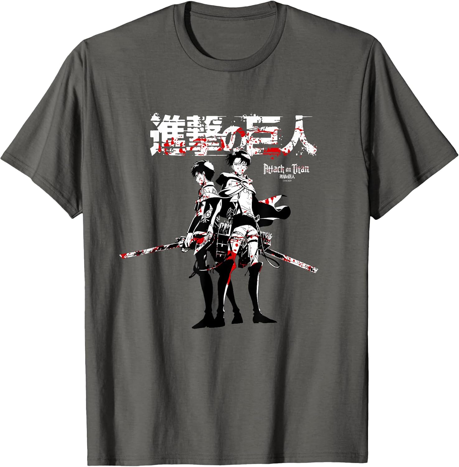 Levi and Eren Sword Blood Splatter AOT Anime T-Shirt Unisex T-shirt, Sweatshirt, Hoodie, Long Sleeve Tee