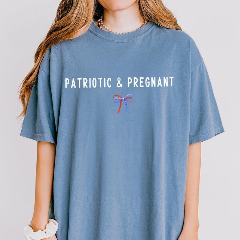 Patriotic And Pregnant Shirt, 4th of July Tshirt, Pregnancy Announcement Shirt, Fourth Of July Pregnancy Reveal Tee, Patriotic Expecting Mom To Be, Summer Pregnancy Reveal