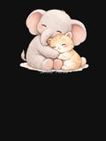 Kawaii Elephant & Kitten Cozy Hug — Soft Pastel Cute Animal Illustration by Smile-AlNo Unisex T-shirt, Sweatshirt, Hoodie, Long Sleeve Tee