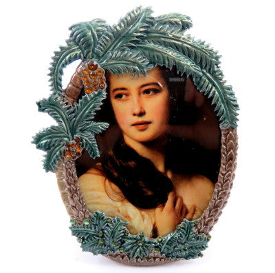 Oval shaped picture frame with palm trees pf40