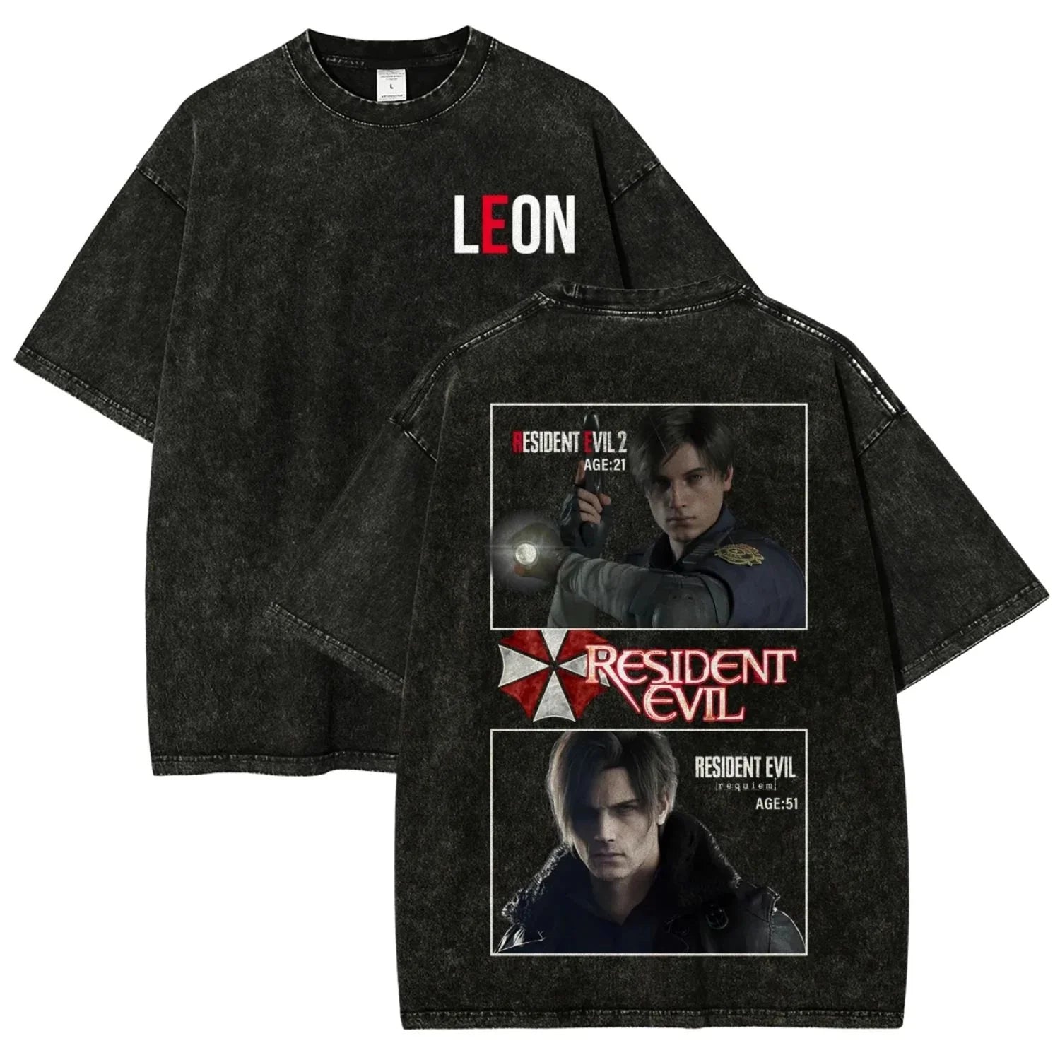 Leon Kennedy Resident Evil Shirt Black Vintage Wash Oversized Gaming Tee Unisex Unisex T-shirt, Sweatshirt, Hoodie, Long Sleeve Tee